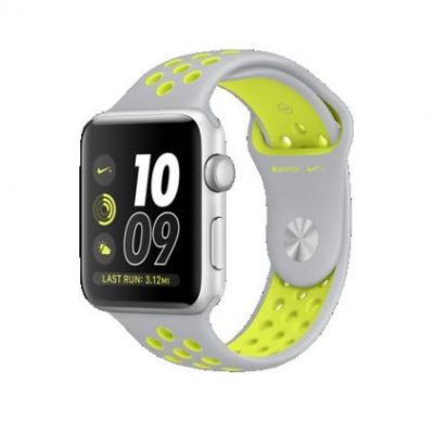 42mm Silver Aluminum Case with Flat Silver/Volt Nike Sport Band